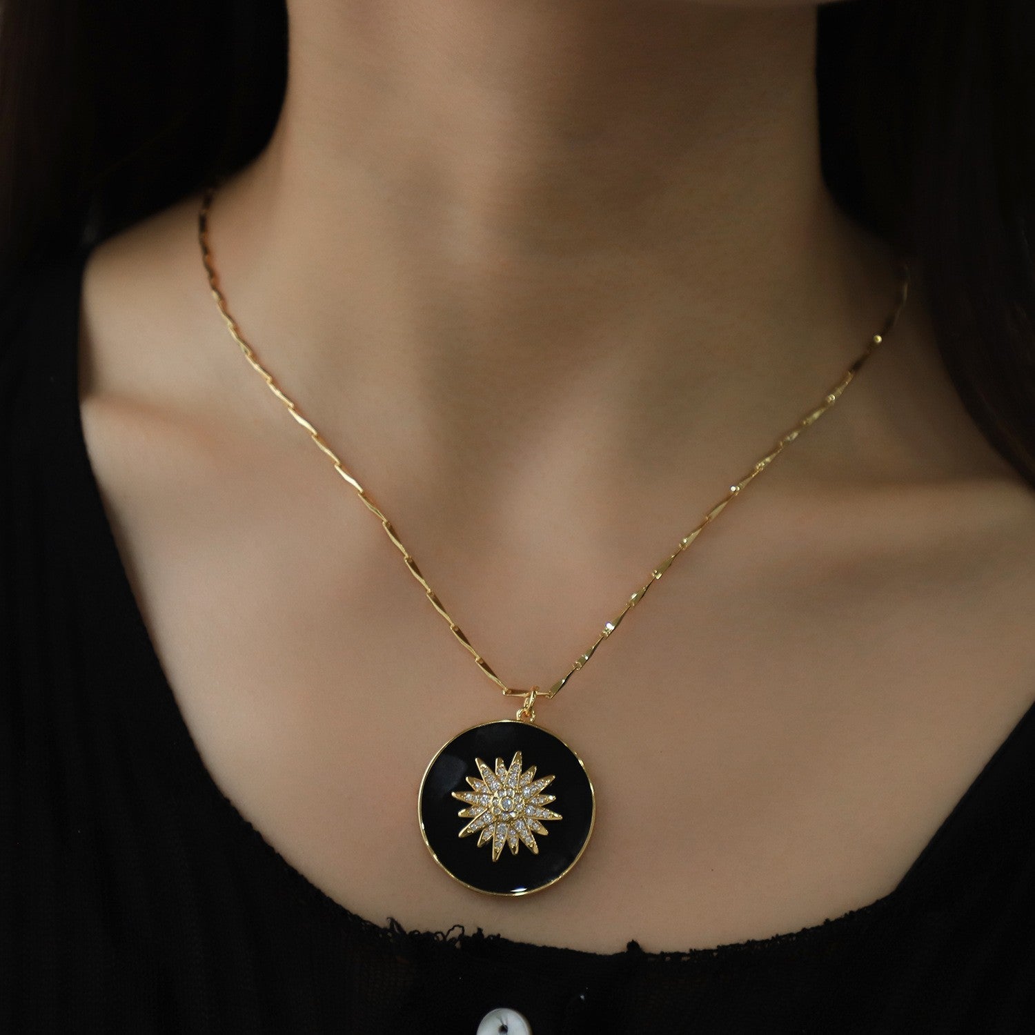 Wholesale 18K Genuine Gold Electroplated Stacked Double Row Necklace